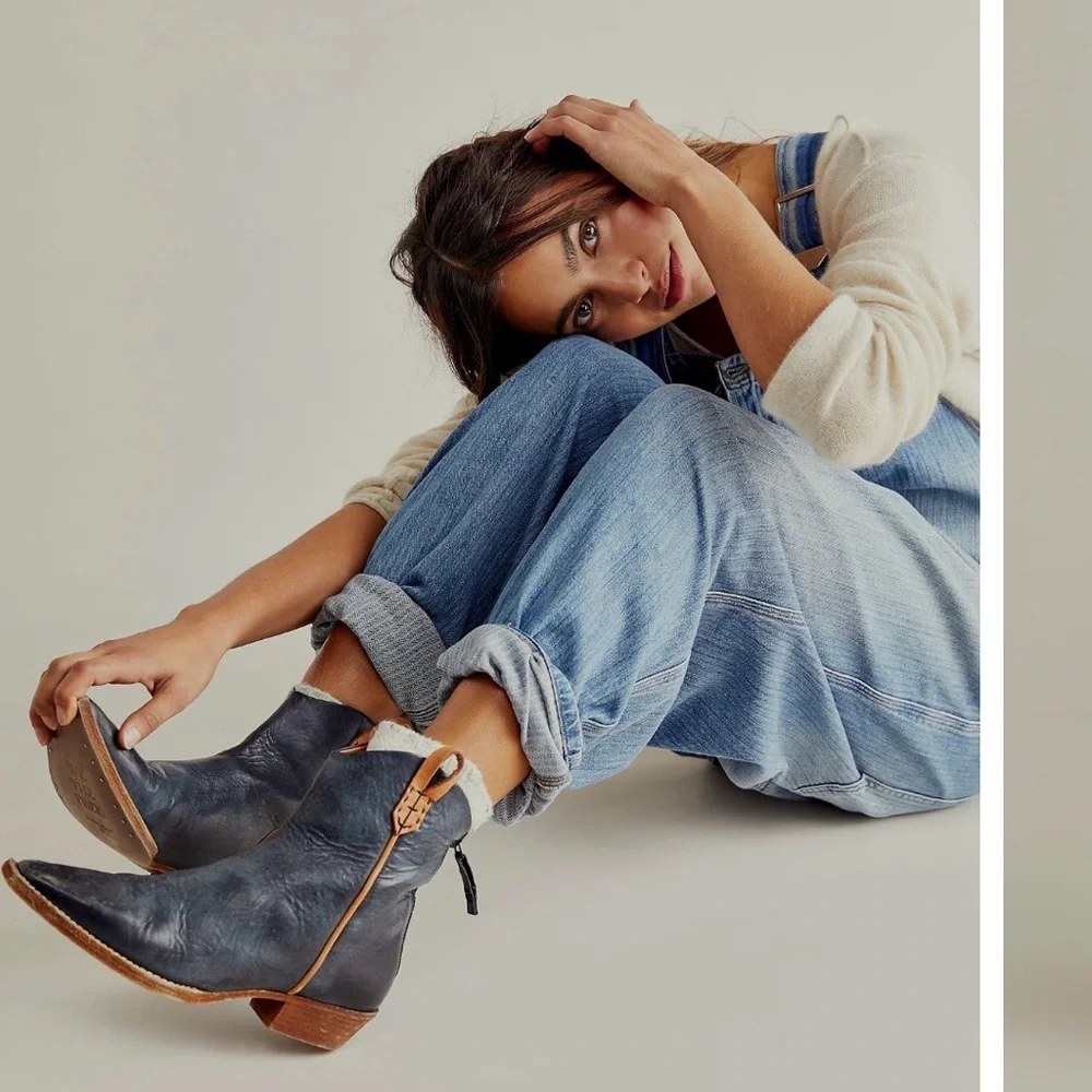We the Free Wesley Ankle Boots grey blue western 37 Free People - Picture 2 of 11